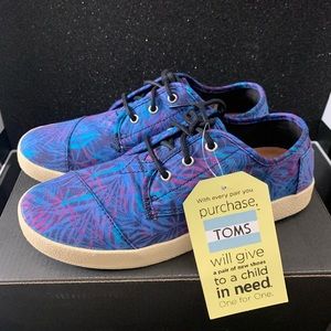 Toms Paseo Women’s Shoes Blue Canvas Palms Size 5